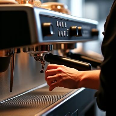 Barista gairmiúil ag an obair